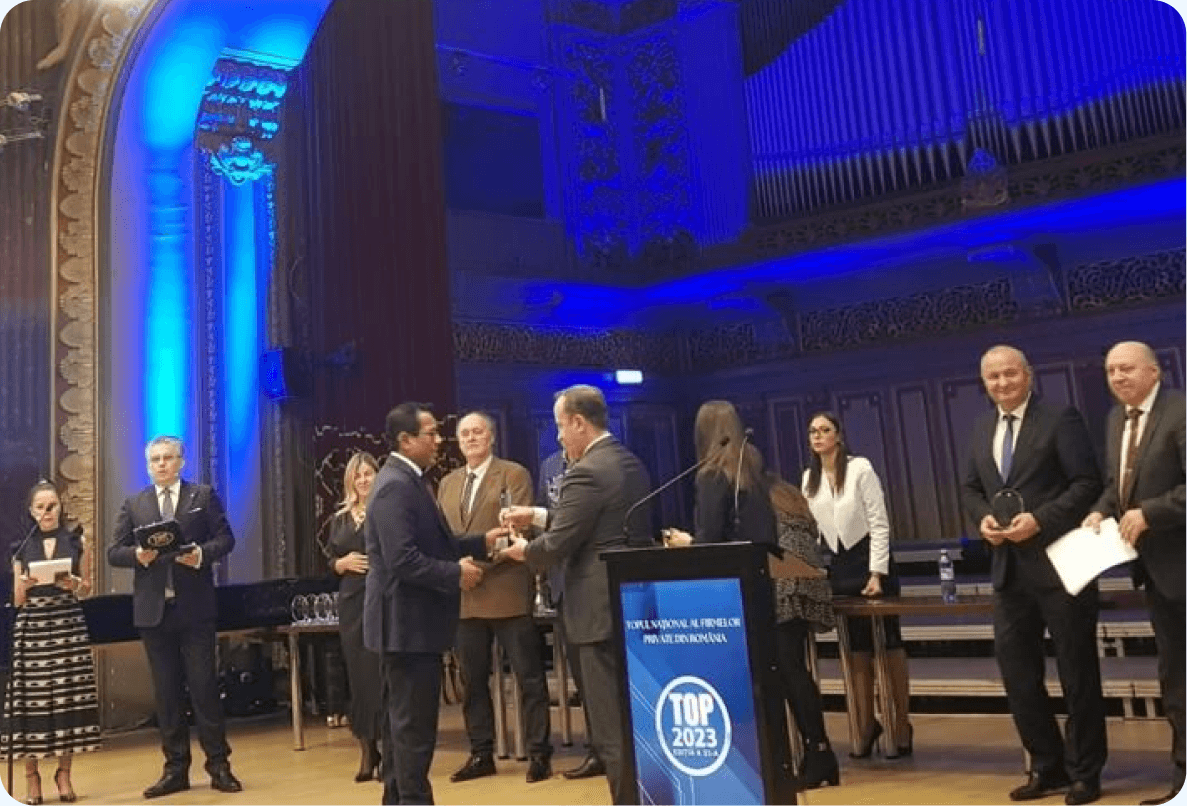 DCV team on stage at the awards ceremony